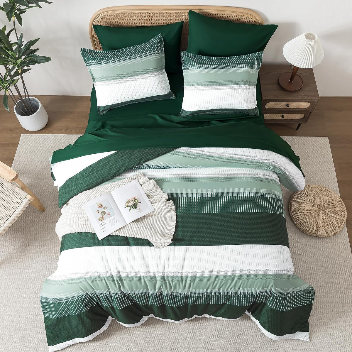 Full Size Comforter Set, Emerald Green, 7 Pieces