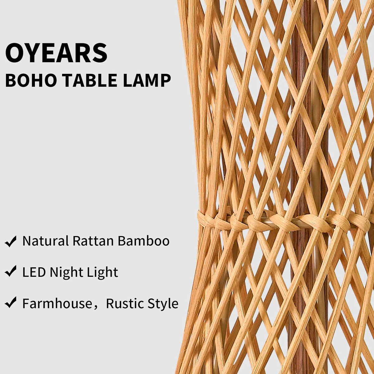 27" Table Lamps Set of 2 with Rattan & Dual Lights, Boho Lamps for Nightstands, Bedside Lamps for Bedroom, Nightstand Lamp for Living Room, Farmhouse Table Lamp for Office & Study