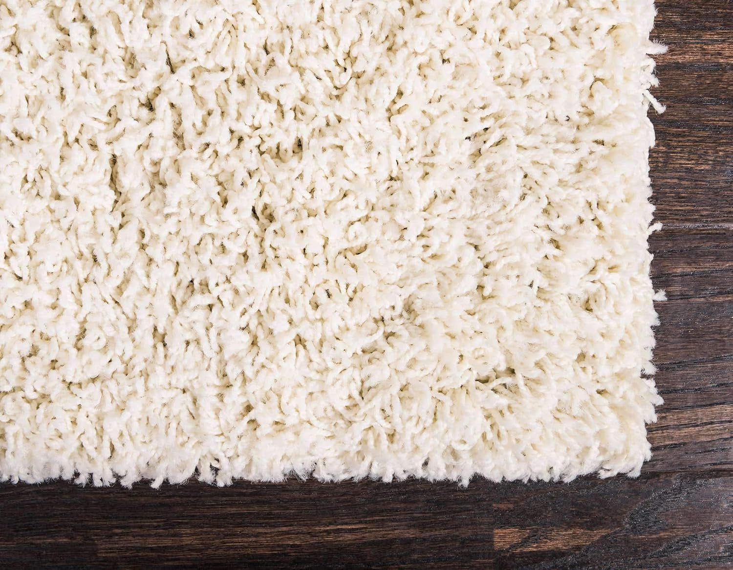Solid Shag Area Rug (3' 3" X 5' 3" Rectangle, Pure Ivory)