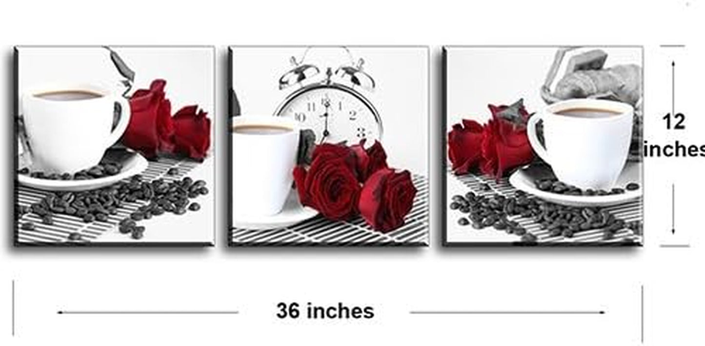 Rose Wall Art for Kitchen/Dining Room, 3 Piece