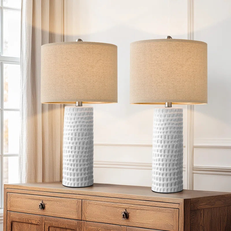 Anazagene 24＂Modern Ceramic Table Lamp Set, Suitable for Living Room, Bedroom, Office