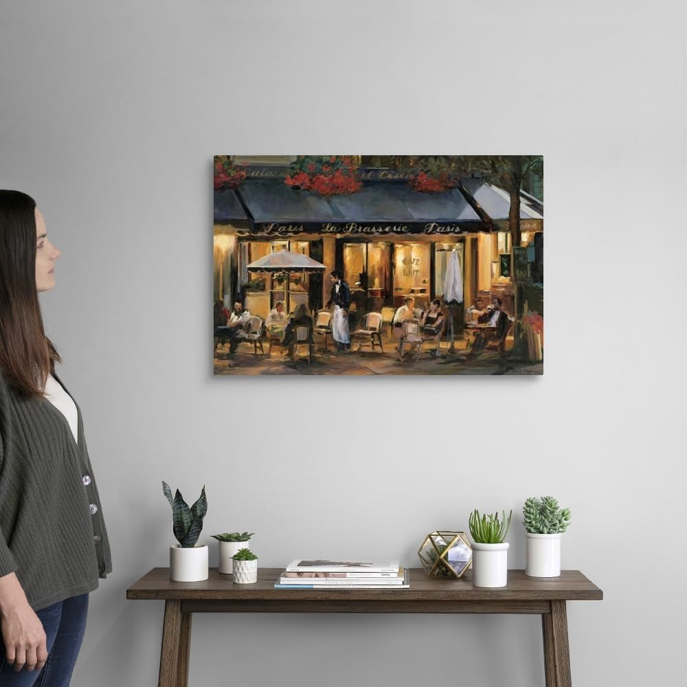 La Brasserie Canvas Wall Art Print by Marilyn Hageman, Traditional, Home Decor, Street Scene Artwork, Nature Artwork, 30" X20In