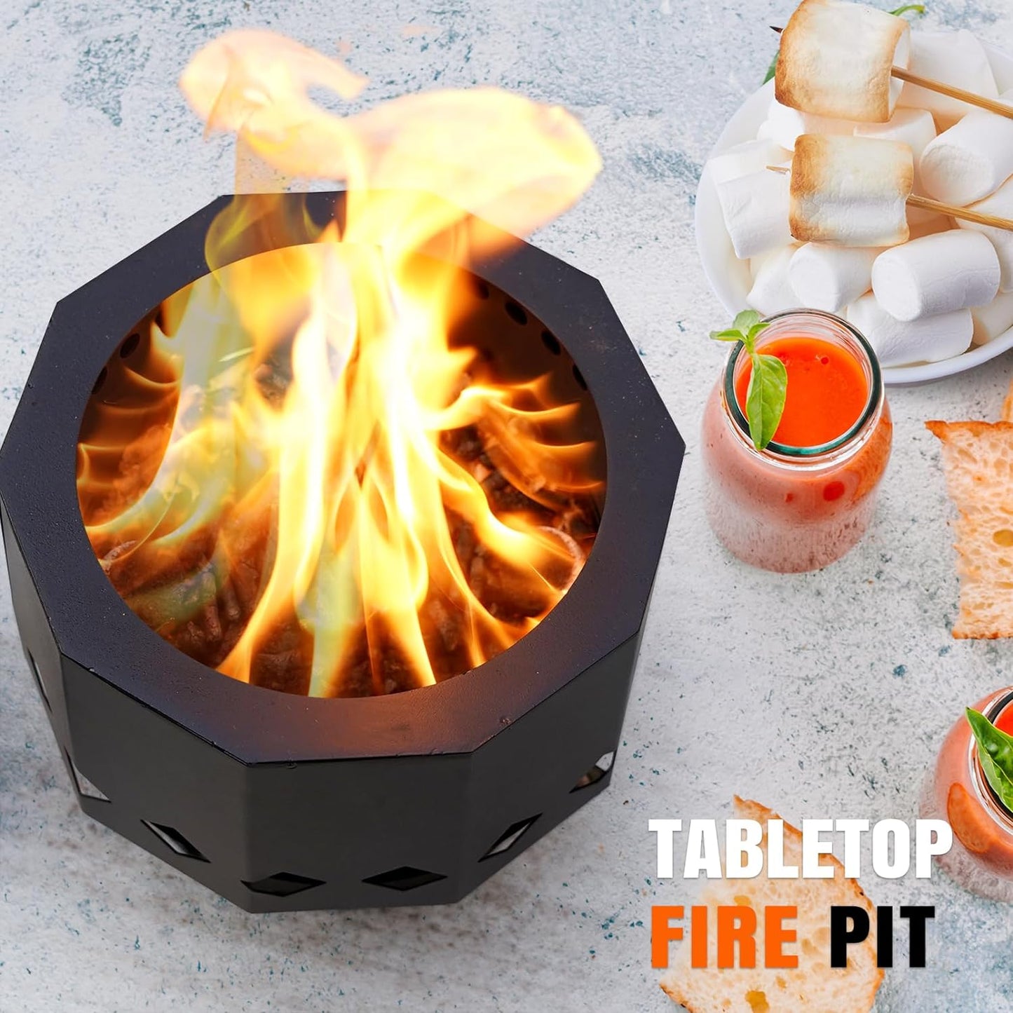 Tabletop Fire Pit - Portable Small Firepit Bowl with Carrying Bag, 8"