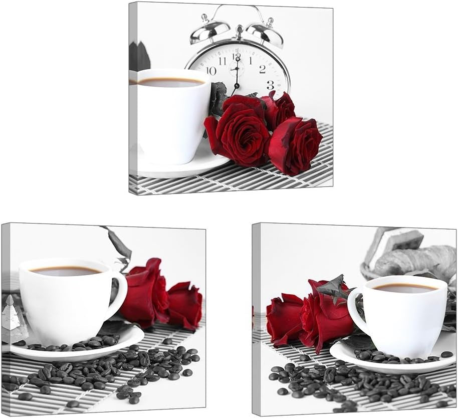 Rose Wall Art for Kitchen/Dining Room, 3 Piece