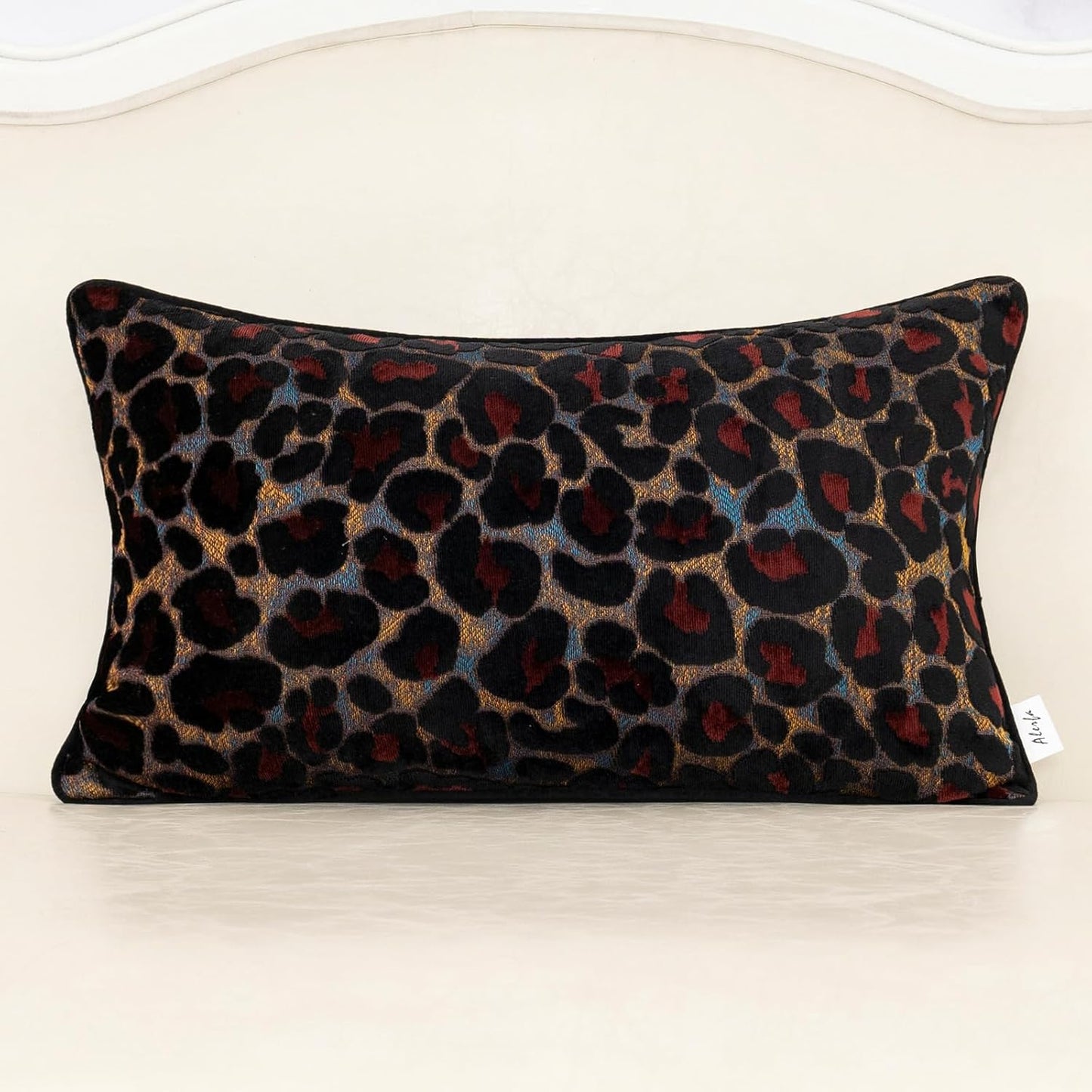 Black Floral Throw Pillow Cover 12 X 20 Inch Cut Velvet Rectange Luxury Decorative Lumbar Pillow Cover for Couch Living Room Bedroom