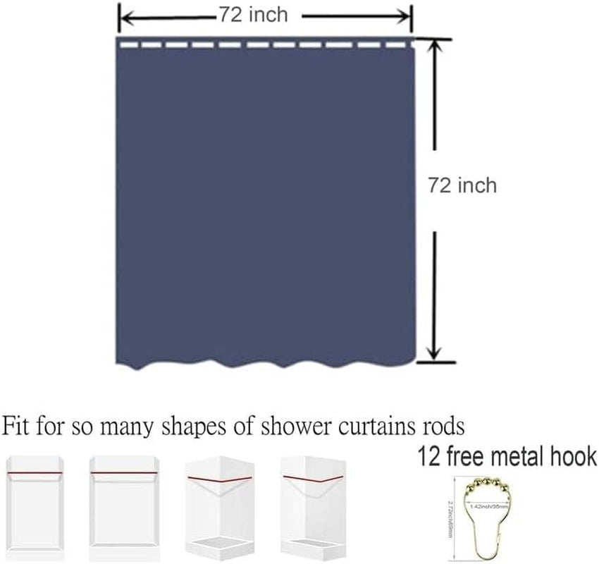 Heavy-Duty Fabric Luxury Shower Curtain with Hooks, Velvet 72 X 72 Inches (Grey)