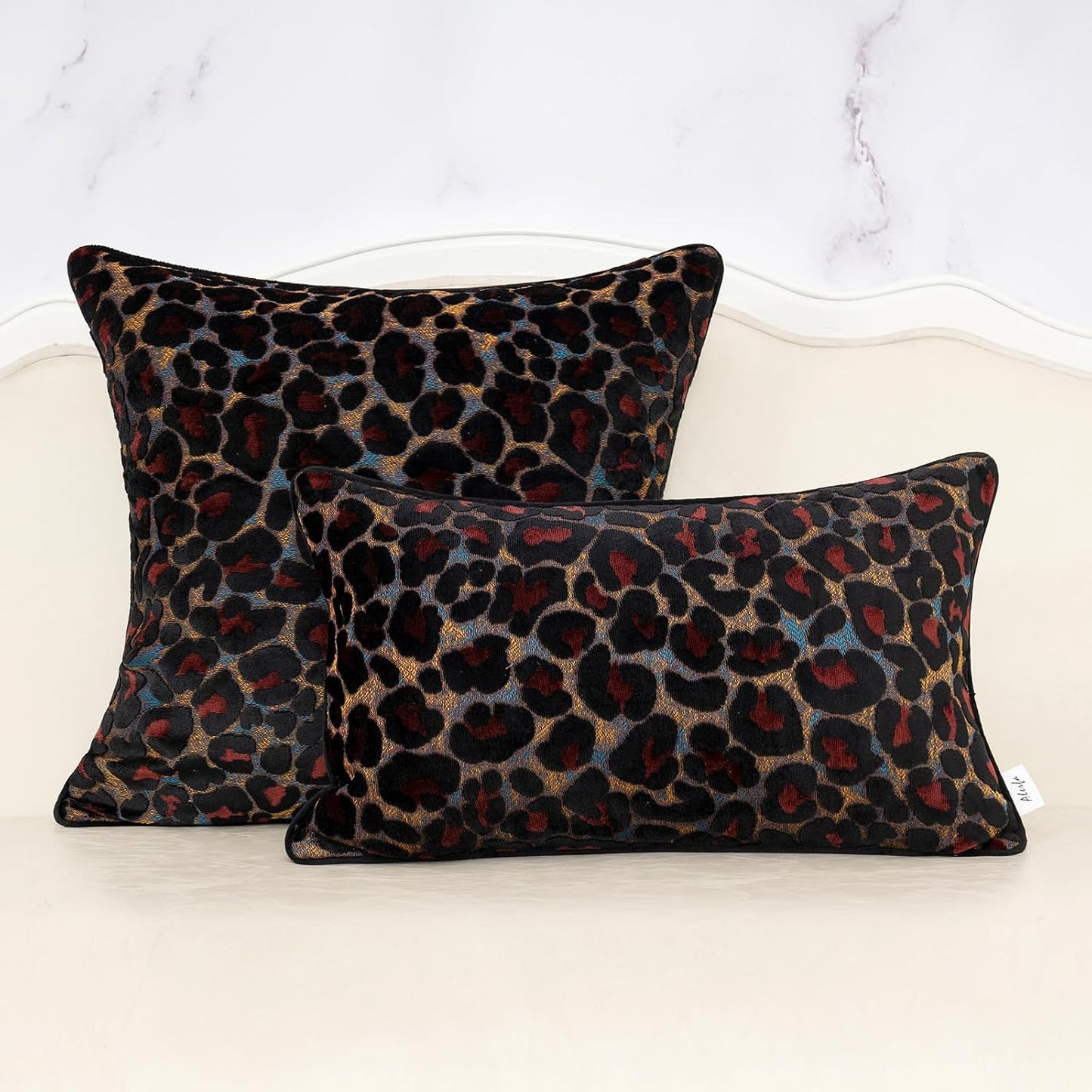 Black Floral Throw Pillow Cover 12 X 20 Inch Cut Velvet Rectange Luxury Decorative Lumbar Pillow Cover for Couch Living Room Bedroom