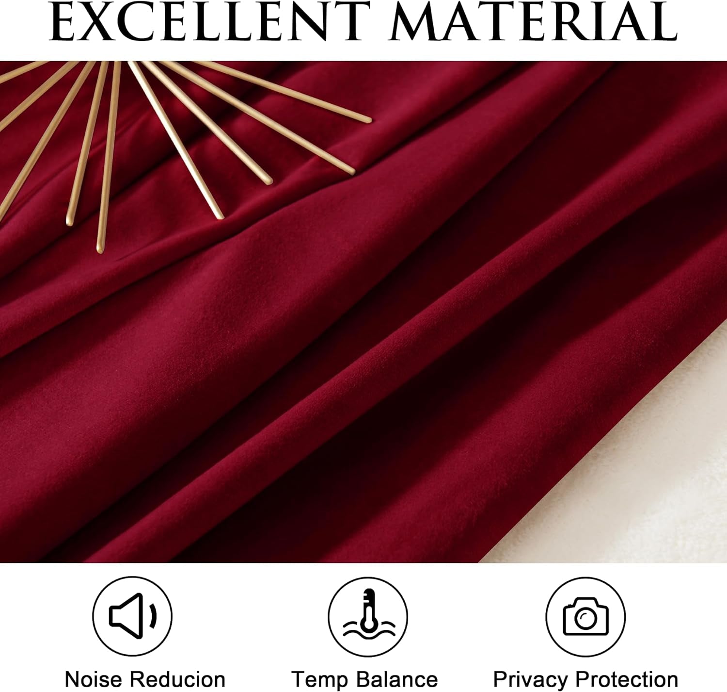 Red Velvet Curtains for Bedroom Back Tab Hook Belt Thermal Insulated Privacy Drapes, W52 X L84 Inches, 2 Panels