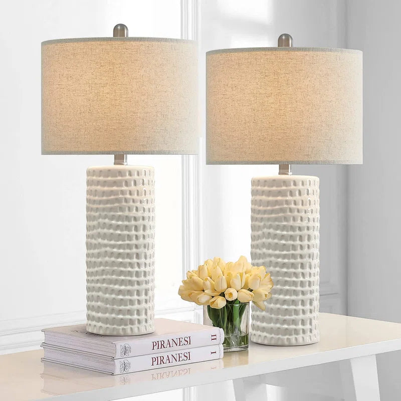Anazagene 24＂Modern Ceramic Table Lamp Set, Suitable for Living Room, Bedroom, Office
