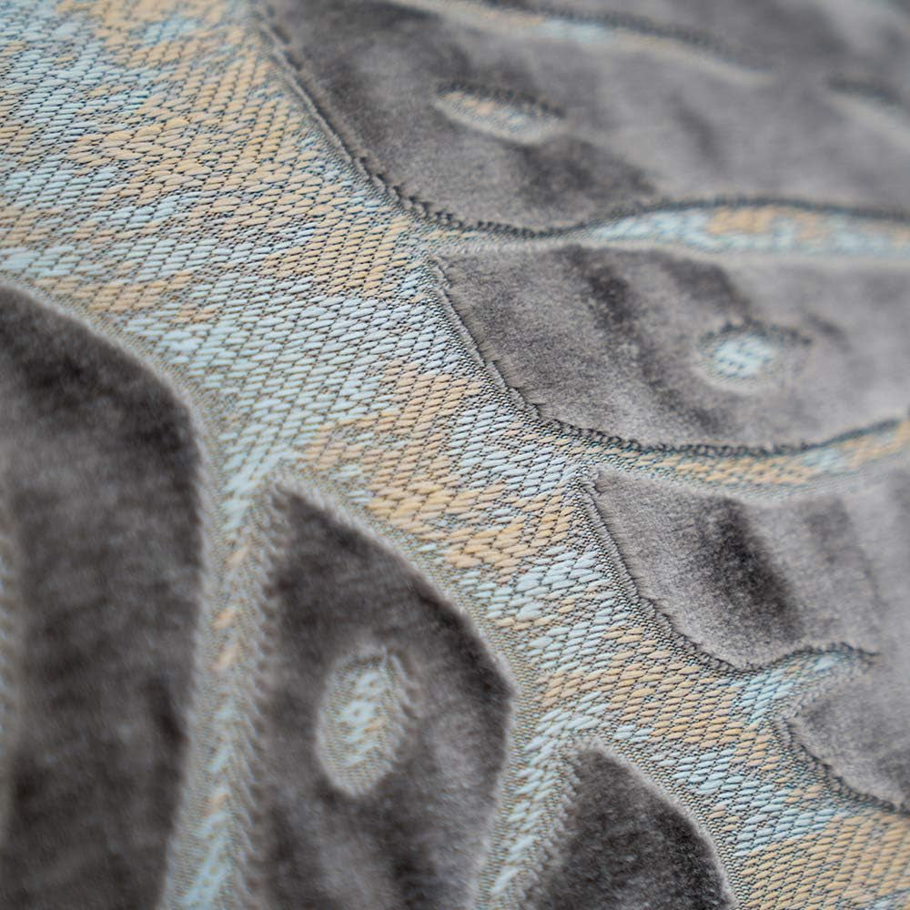 12 X 20 Inch Rectangle Leaf Pillow Embroidery Cut Velvet Cushion Case Luxury Modern Lumbar Throw Pillow Cover Decorative Pillow for Couch Sofa Living Room Bedroom Car, Gray Silver