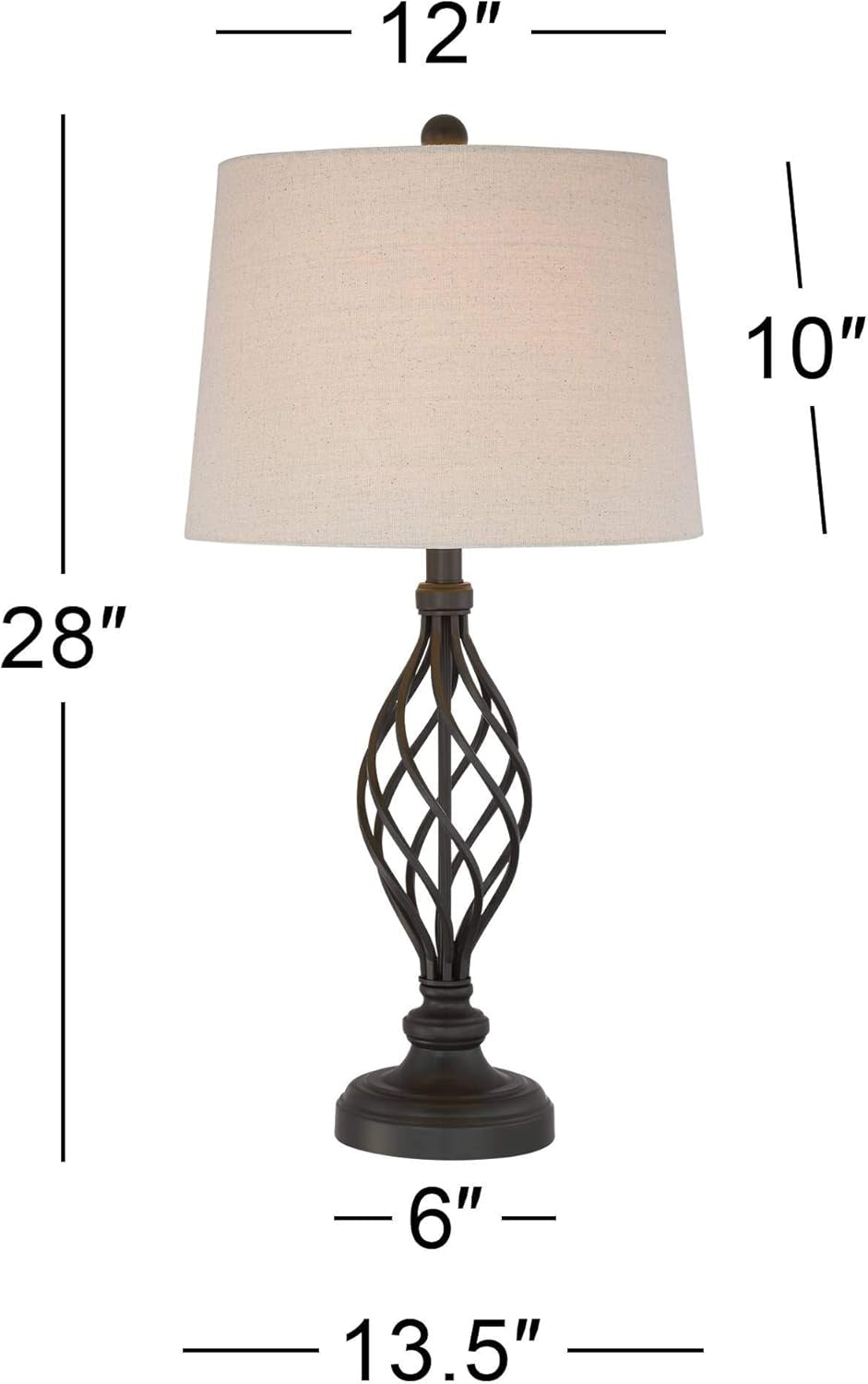 Annie Traditional Rustic Farmhouse Table Lamps 28" Tall Full-Size, Set of 2 Bronze Iron