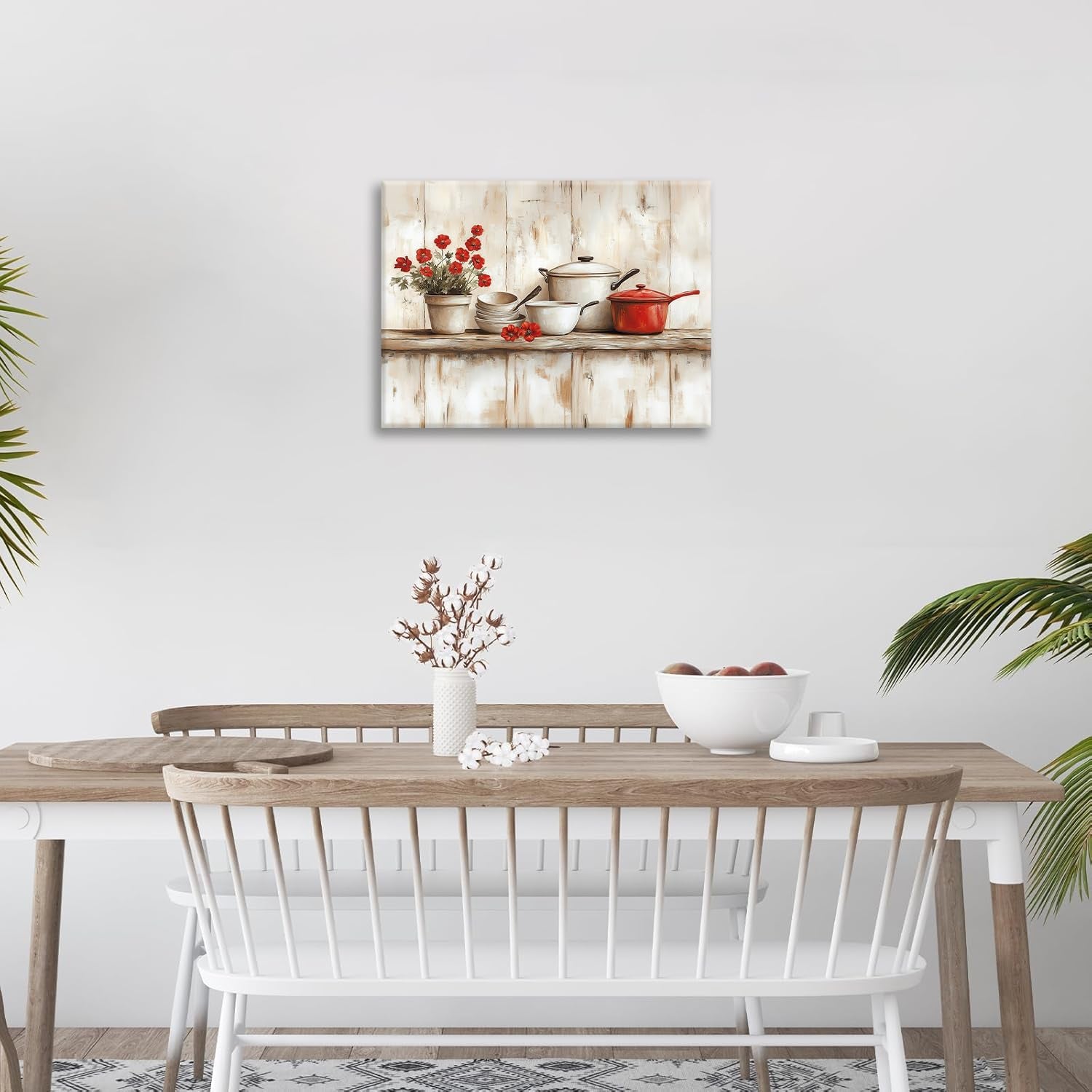 Rustic Kitchen Wall Art, Farmhouse Flower Pictures Wall Decor, 16"X12"