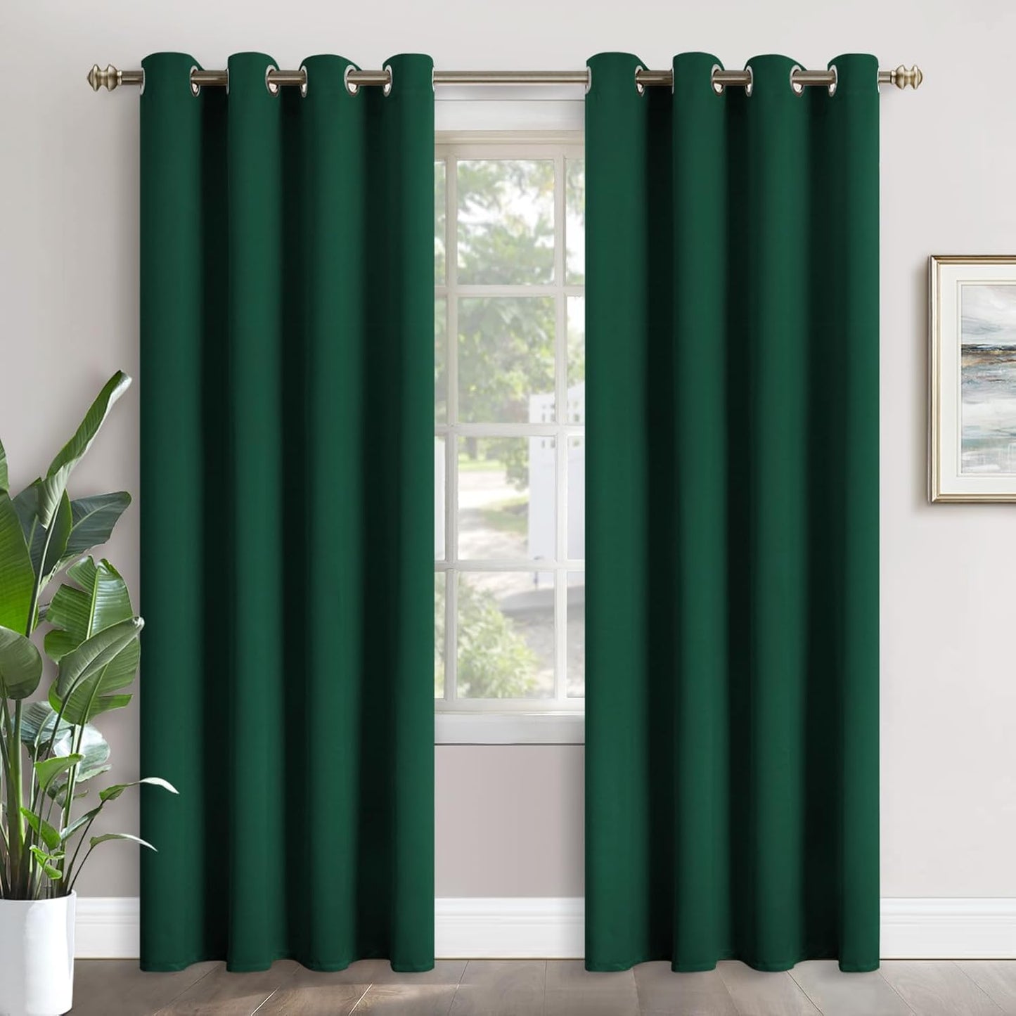 Emerald, Green Blackout Curtains 84 Inch Length - Thermal Insulated with Grommet Room Darkening Window Treatments for, 2 Panels, 52 X 84 Inch