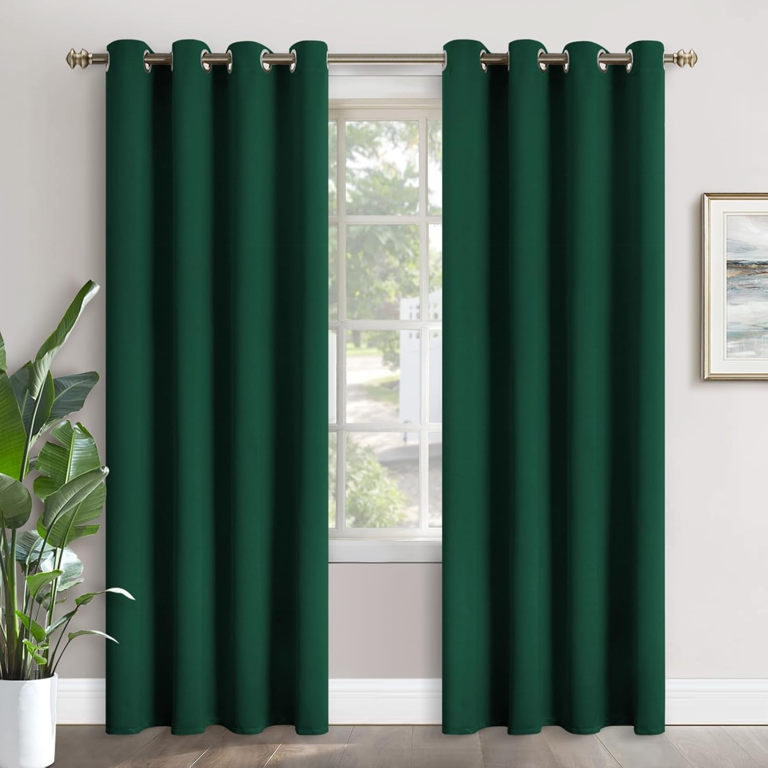 Emerald, Green Blackout Curtains 84 Inch Length - Thermal Insulated with Grommet Room Darkening Window Treatments for, 2 Panels, 52 X 84 Inch