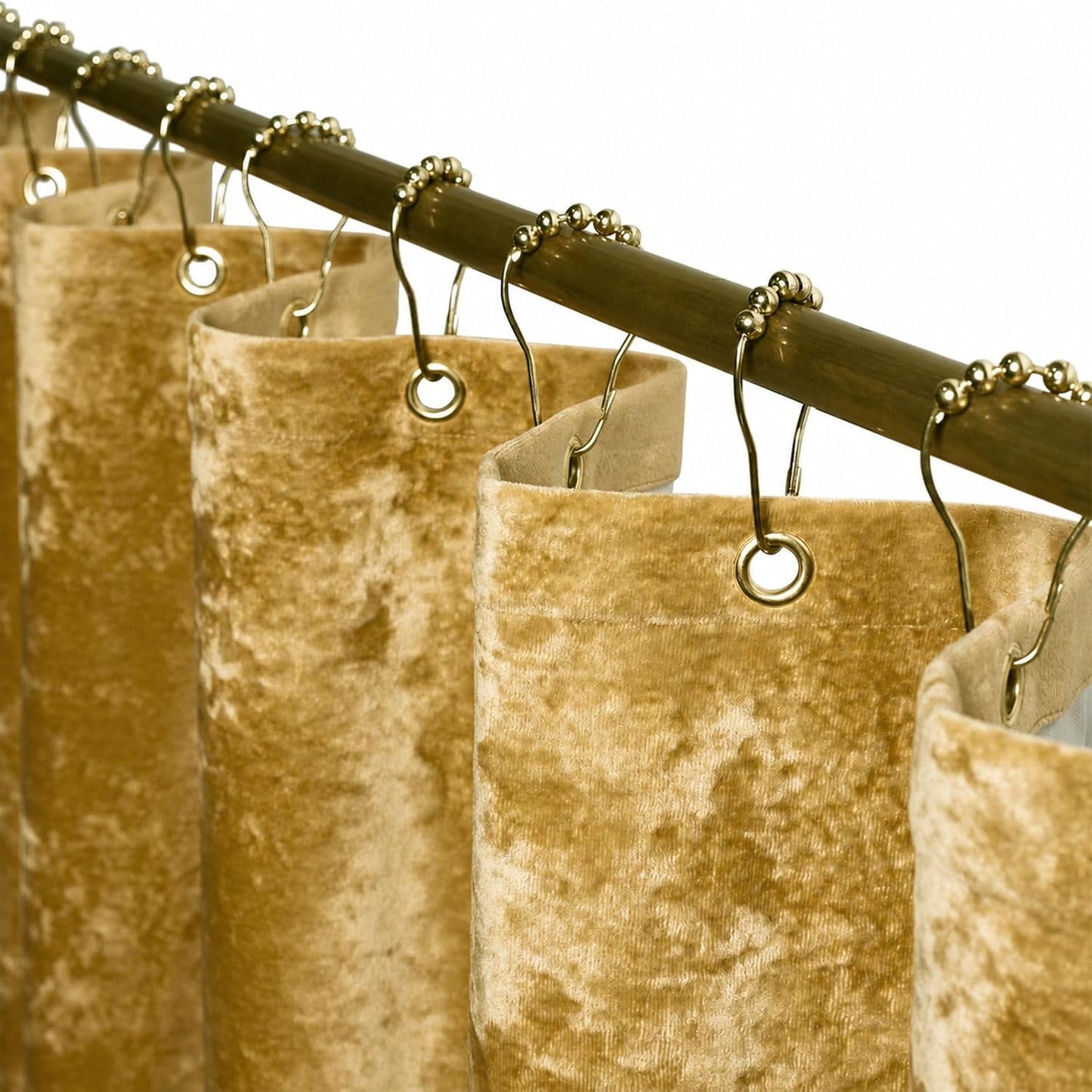 Mustard Gold Shower Curtain for Bathroom, Crushed Velvet Dark Mustard Yellow Shower Curtain, 72 X 72 Inches
