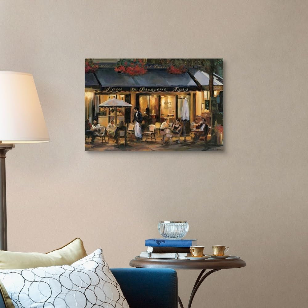 La Brasserie Canvas Wall Art Print by Marilyn Hageman, Traditional, Home Decor, Street Scene Artwork, Nature Artwork, 30" X20In