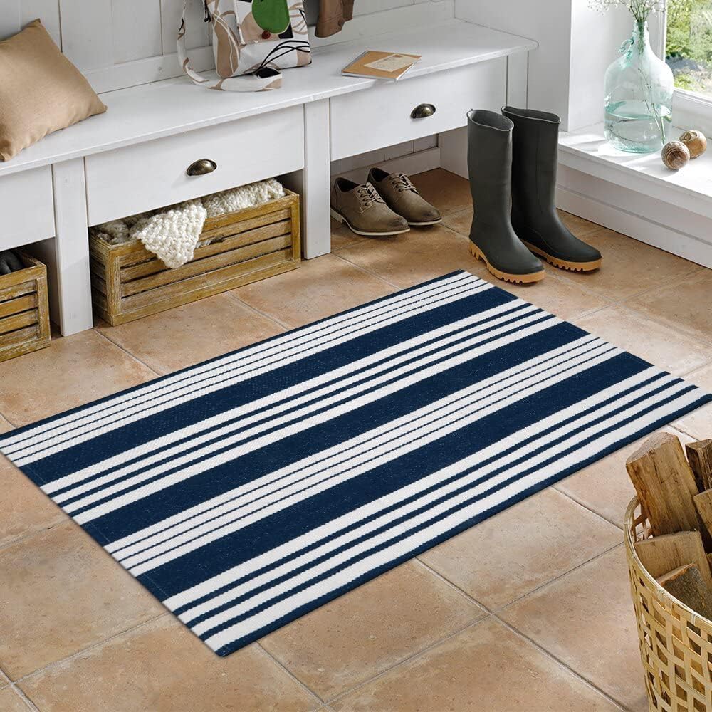 Outdoor Mats for Front Door 24"X51" Fall Porch Rug Striped Outdoor Rug