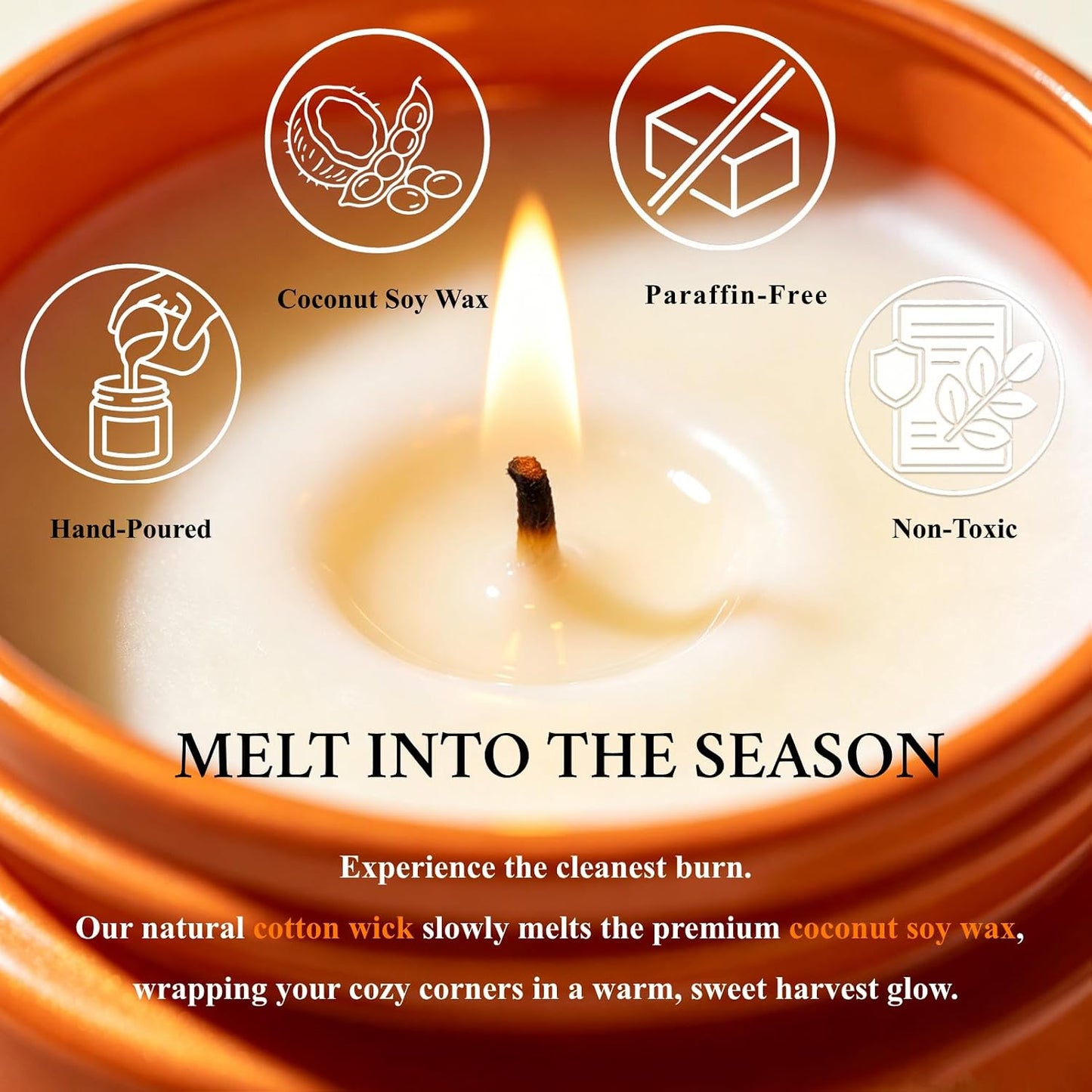Warm Vanilla Pumpkin Scented Fall Candle, 7OZ Natural Coconut Soy Wax