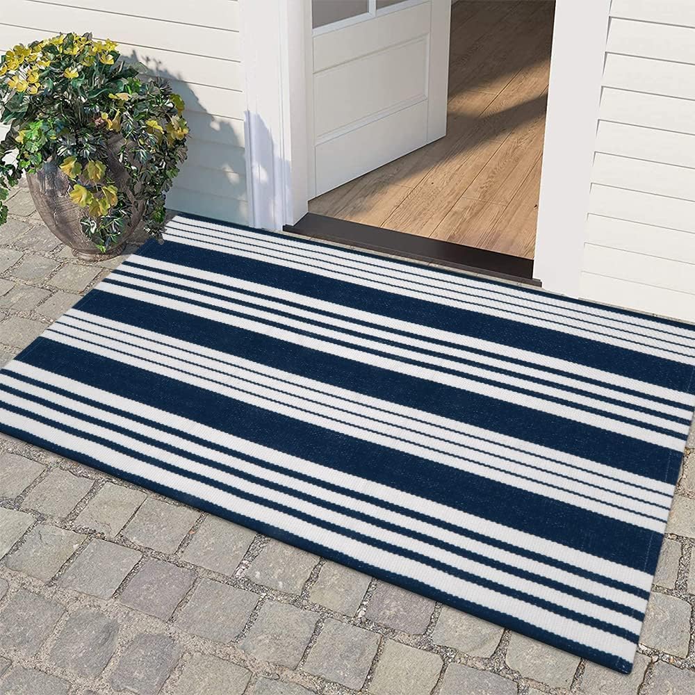 Outdoor Mats for Front Door 24"X51" Fall Porch Rug Striped Outdoor Rug
