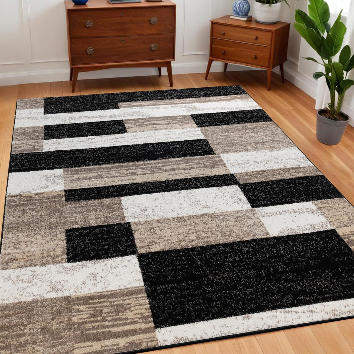 Rockwood Modern Geometric Indoor Area Rug, 3'X5', Ivory Beige
