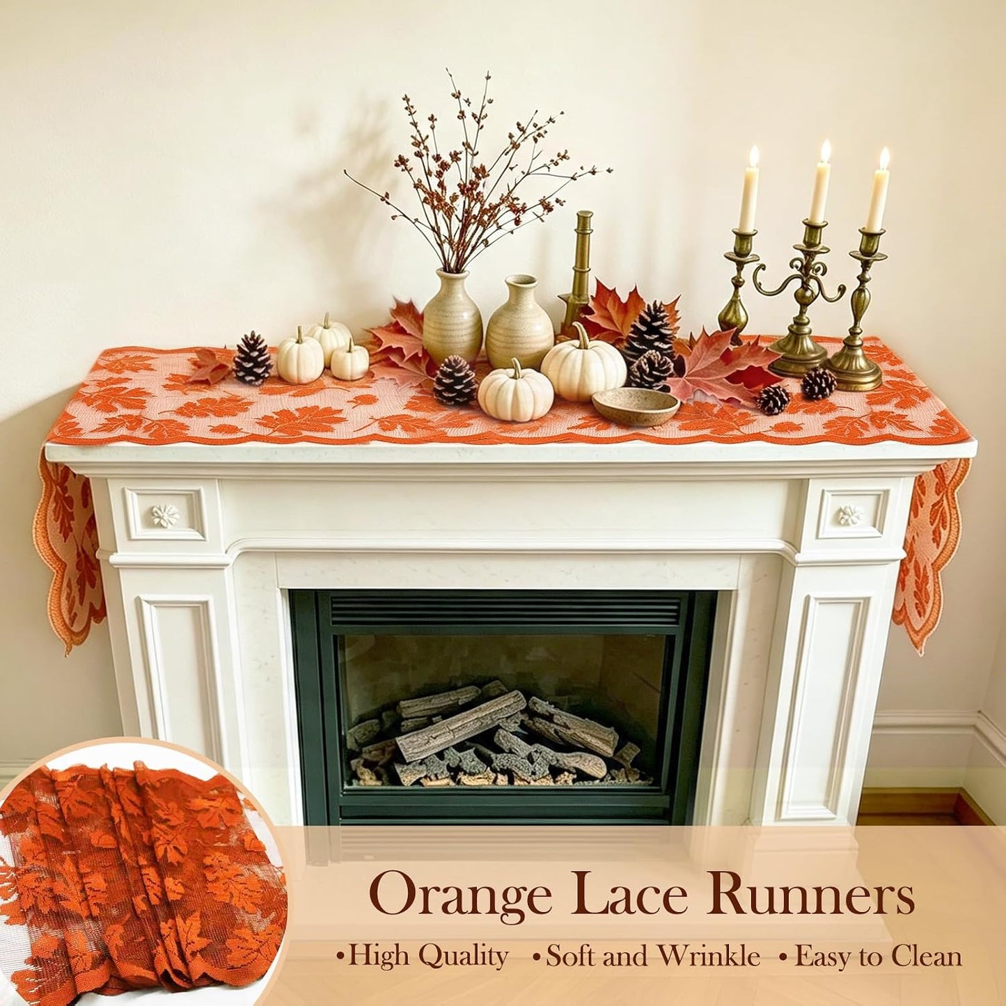 Fall Table Runner Fall Decorations for Home 13 X 72 Inch Maples Leaves Lace 