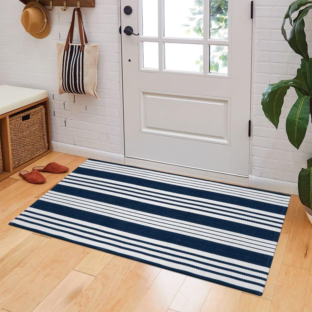 Outdoor Mats for Front Door 24"X51" Fall Porch Rug Striped Outdoor Rug