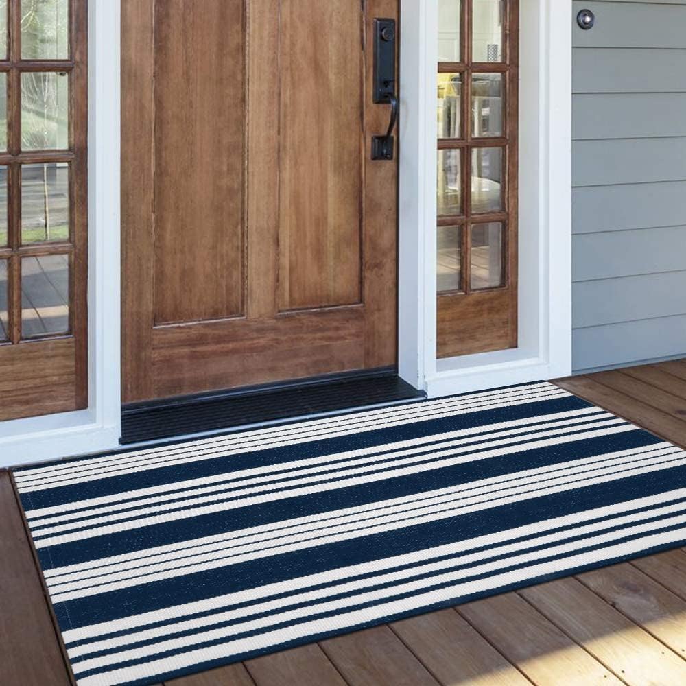 Outdoor Mats for Front Door 24"X51" Fall Porch Rug Striped Outdoor Rug