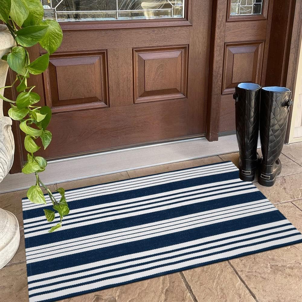 Outdoor Mats for Front Door 24"X51" Fall Porch Rug Striped Outdoor Rug