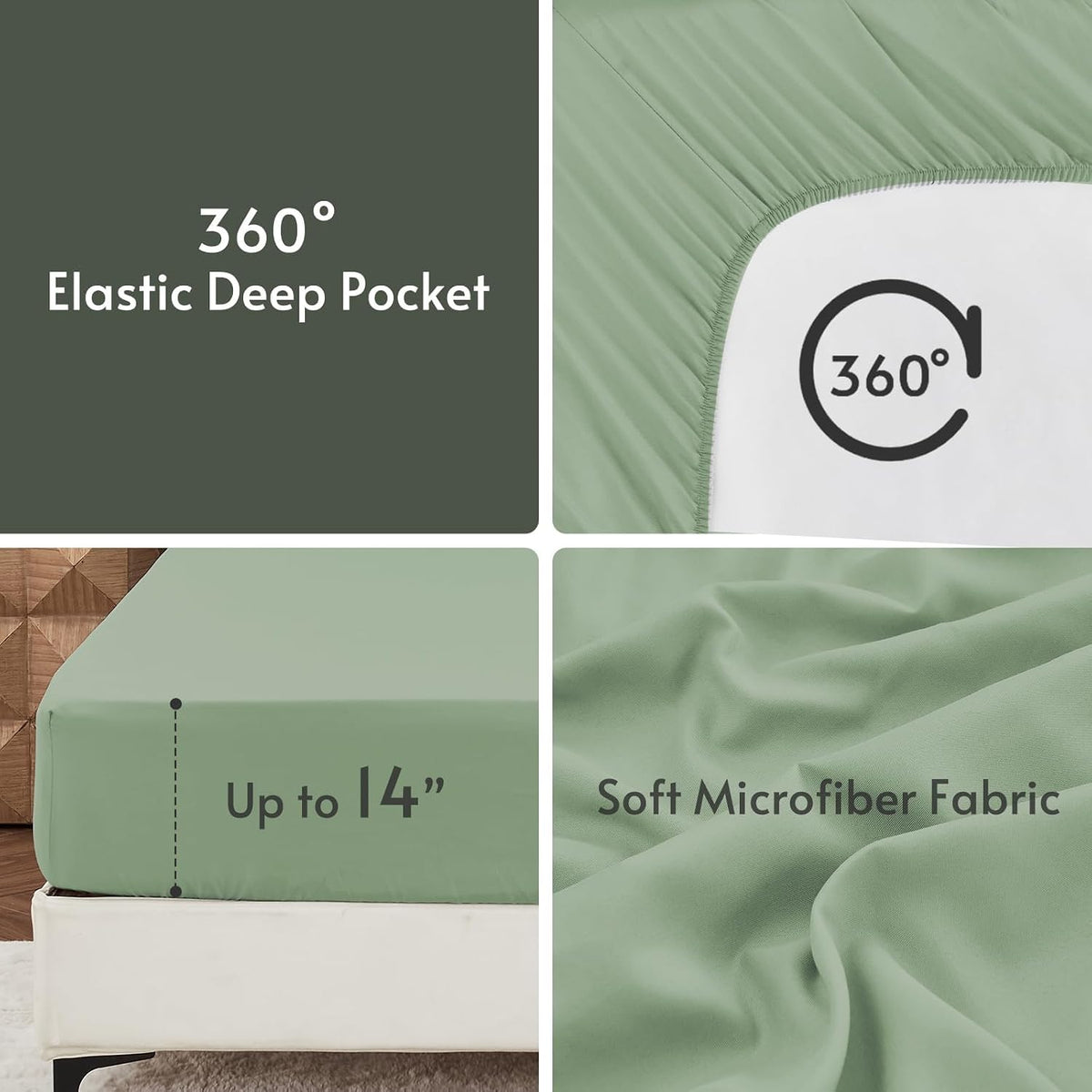 7 Pieces California King Comforter Set, Reversible Bed in a Bag Cal King Size, All Season Bedding Set with Comforter, Flat Sheet, Fitted Sheet, Pillowcases & Shams, Dark Green & Light Green