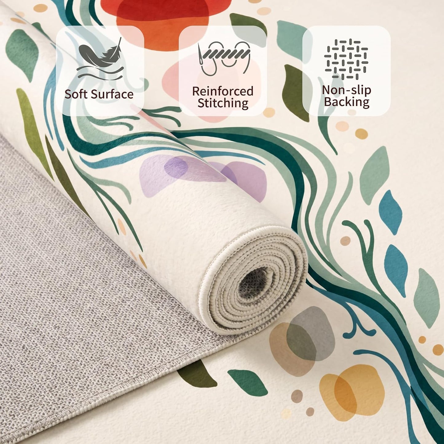 Gracesway Muted Earth Tones 5X7 Area Rug, Warm-Tone Washable Non-Slip Rug