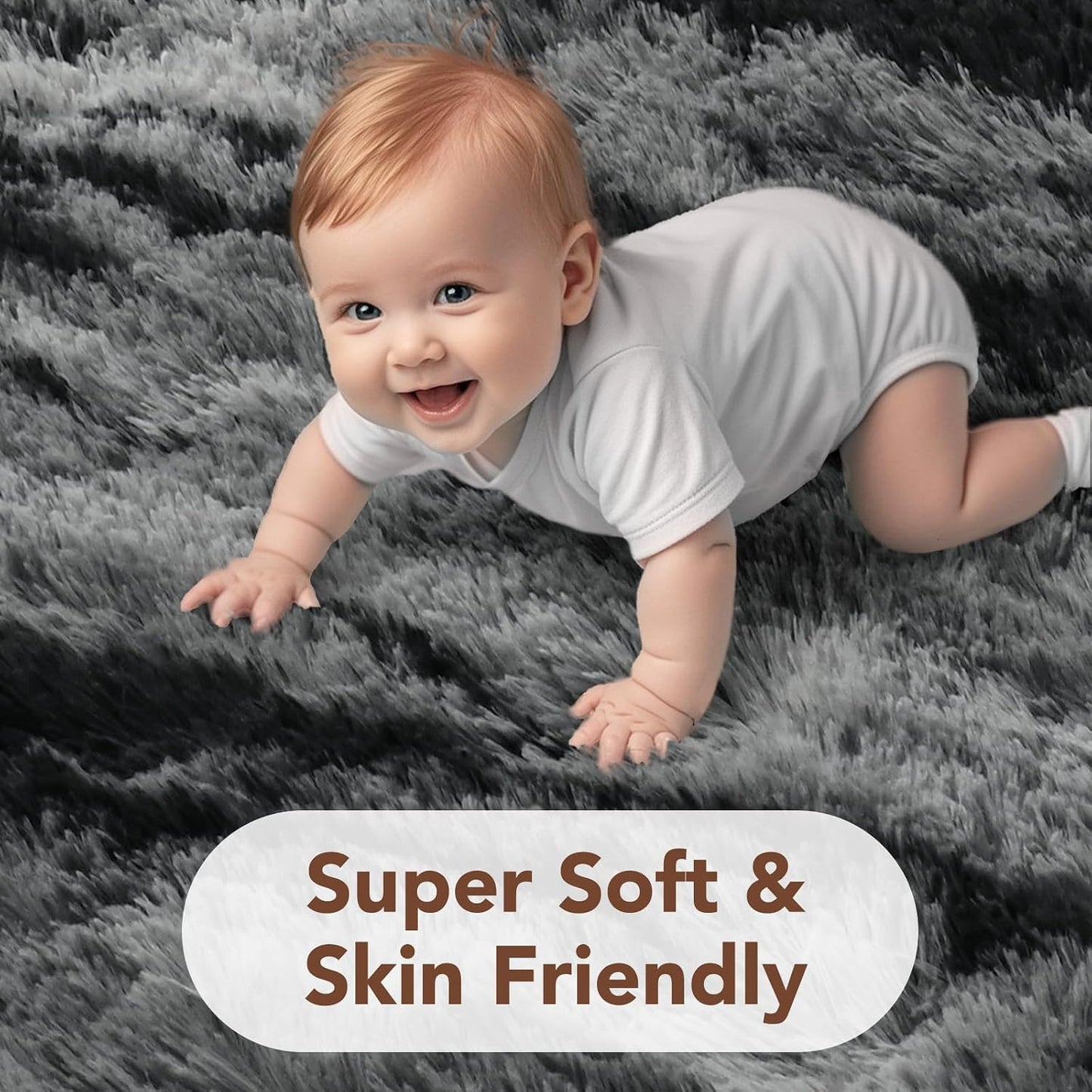Fluffy Area Rug,4X6 Non-Slip (Tie-Dye Striped Black) 