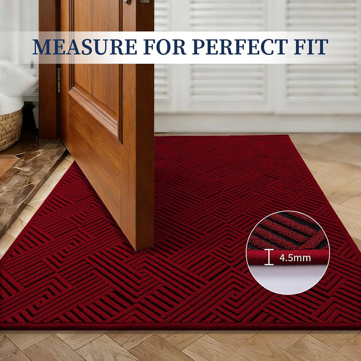 Dirt Trapper Door Mat 20" X 32", Non-Slip Washable Entrance Mat, Dirt Resistant and Absorbent Welcome Mat, Low Profile Floor Mat for Front/Back Door, Entryway, Red