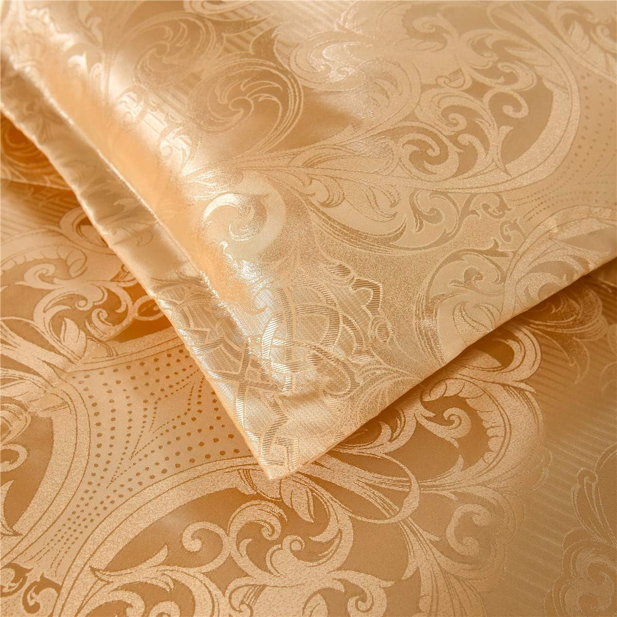  Luxury Gold Silk Bed Set, Lightweight Quilt (Full/Queen, 3 Pieces, 88-By-88 Inches)