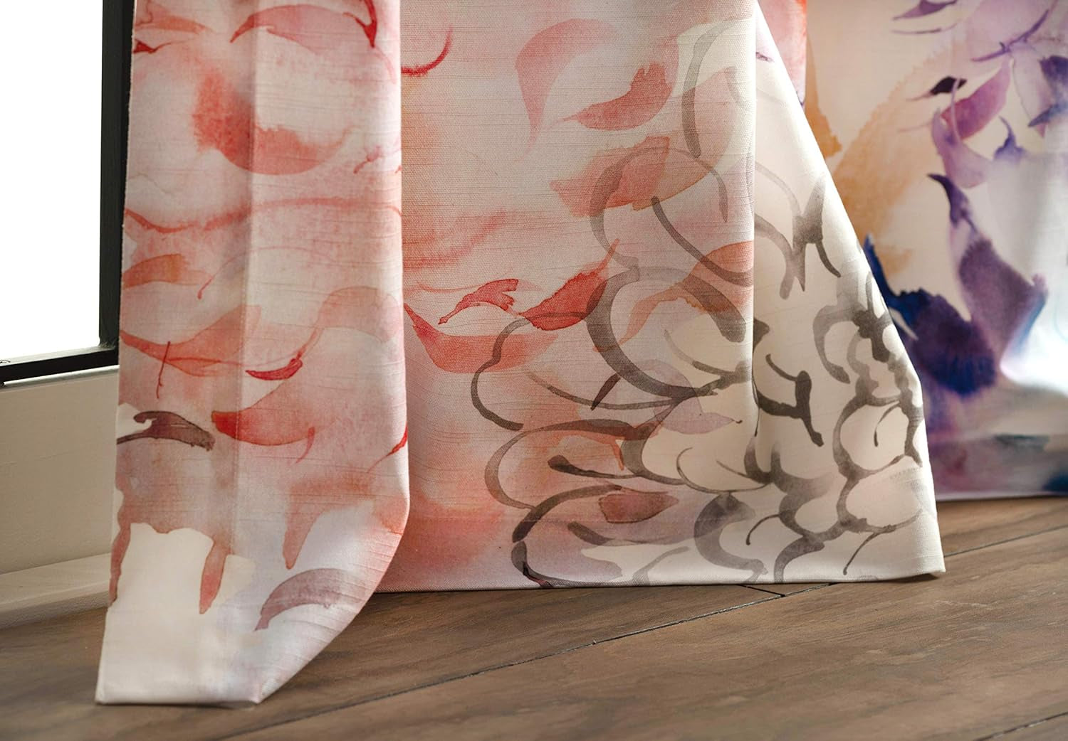 Maison D'Hermine Curtain,100% Cotton 96 Inch Length One Panel Window Curtain- Floral Beige, 50" W X 96" L
