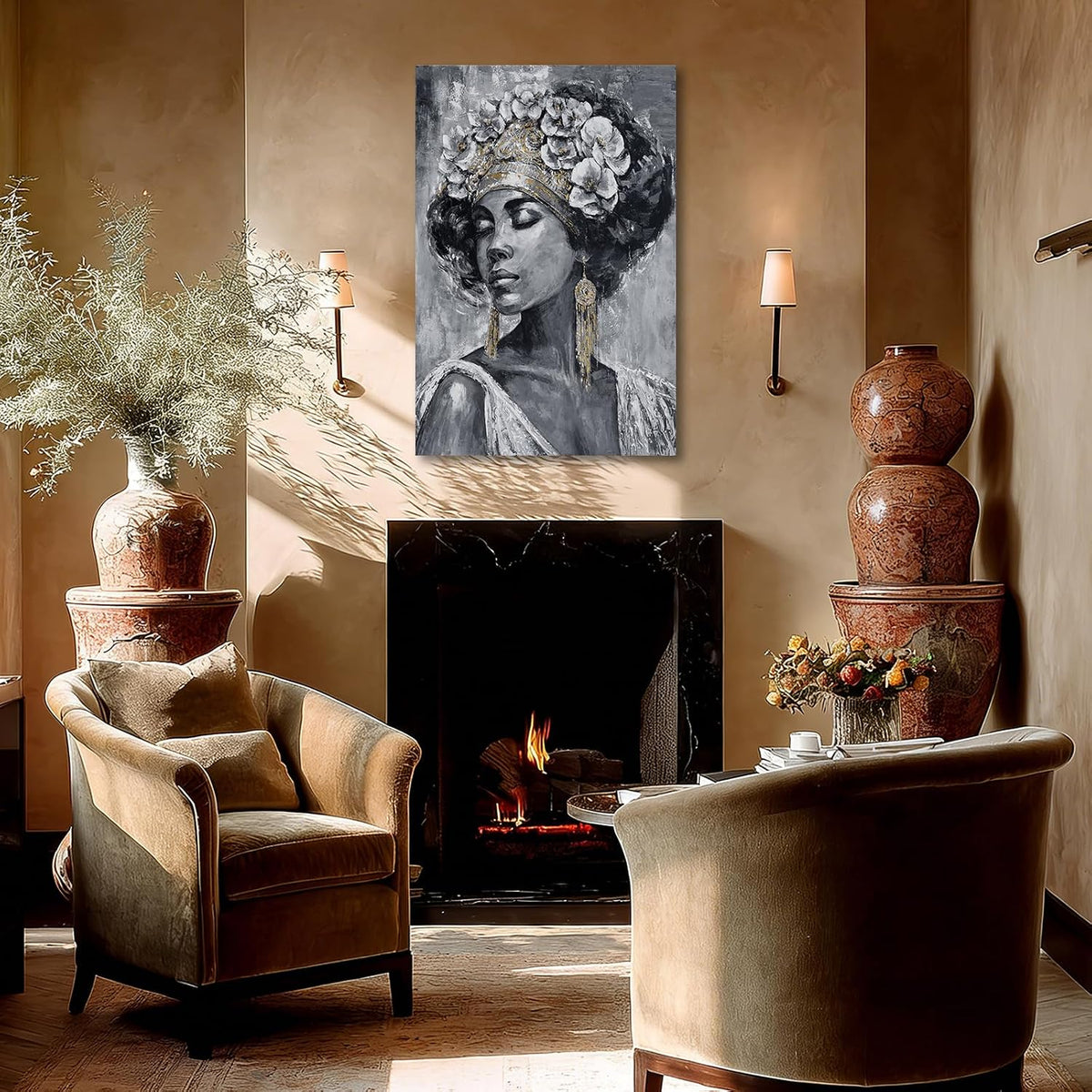 Abstract African Woman Canvas Wall Art for Living Room 24X36 Inch