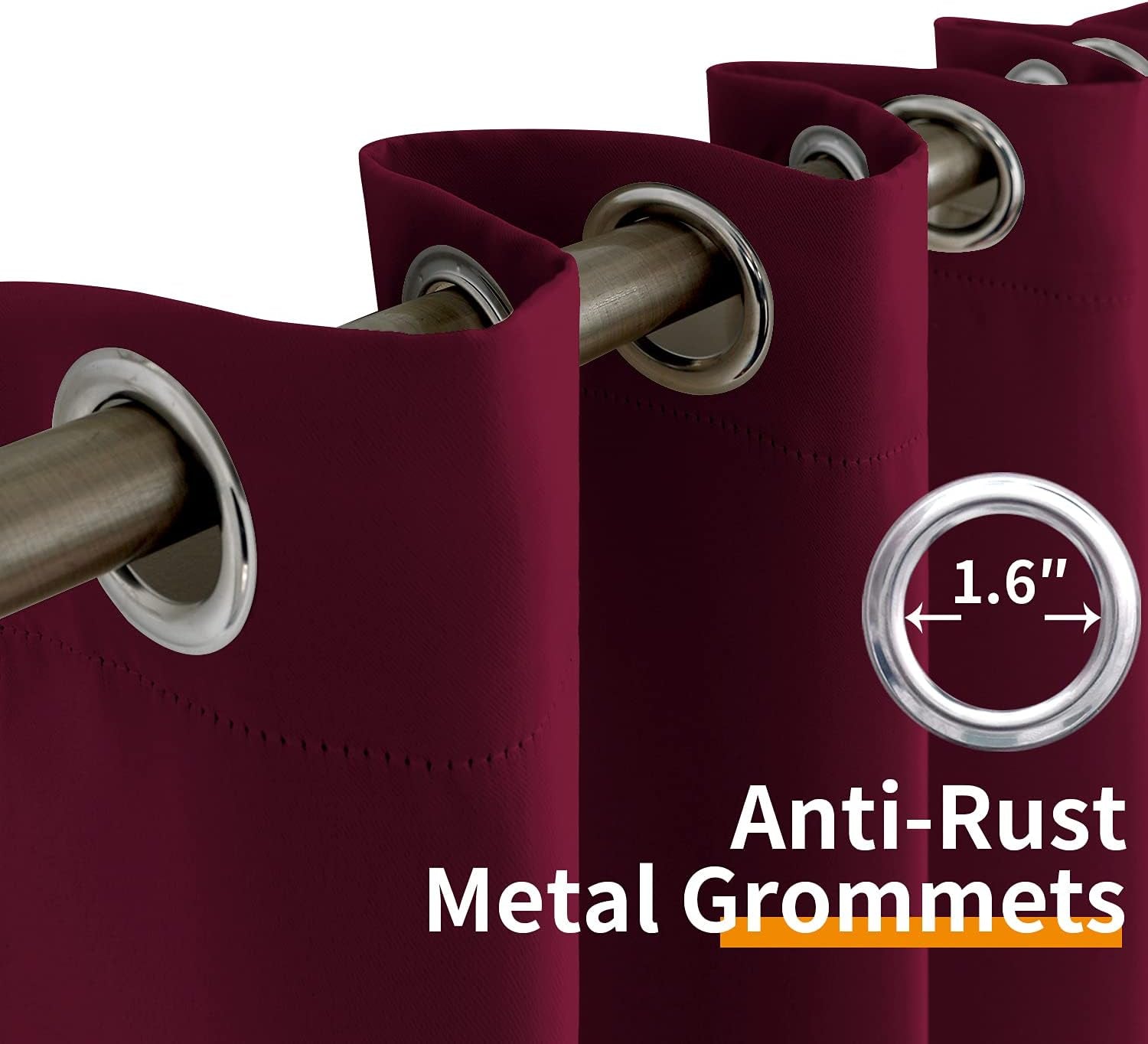 Burgundy Blackout Curtains 84 Inch Length 2 Panels - Thermal Insulated with Grommet Room Darkening Long Drapes, 52 X 84 Inch