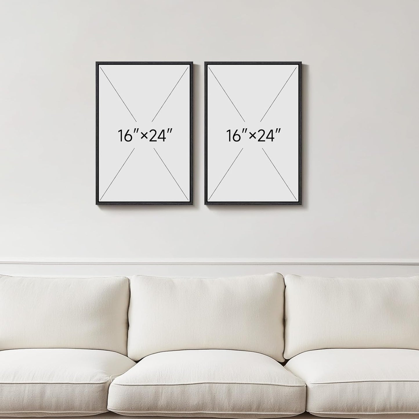 Framed Neutral Abstract Minimalist Wall Art Set of 2, Modern Canvas Prints Paintings Artwork for Walls, Black Beige Brown Abstract Art Pictures, 16X24 In