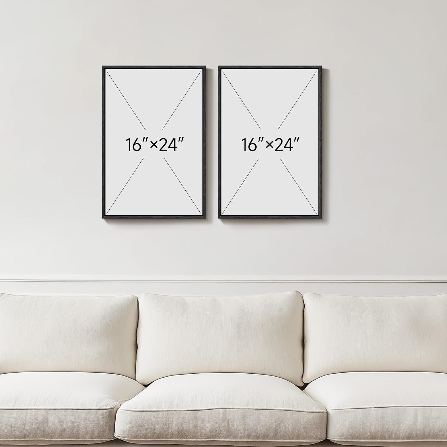 Framed Neutral Abstract Minimalist Wall Art Set of 2, Modern Canvas Prints Paintings Artwork for Walls, Black Beige Brown Abstract Art Pictures, 16X24 In
