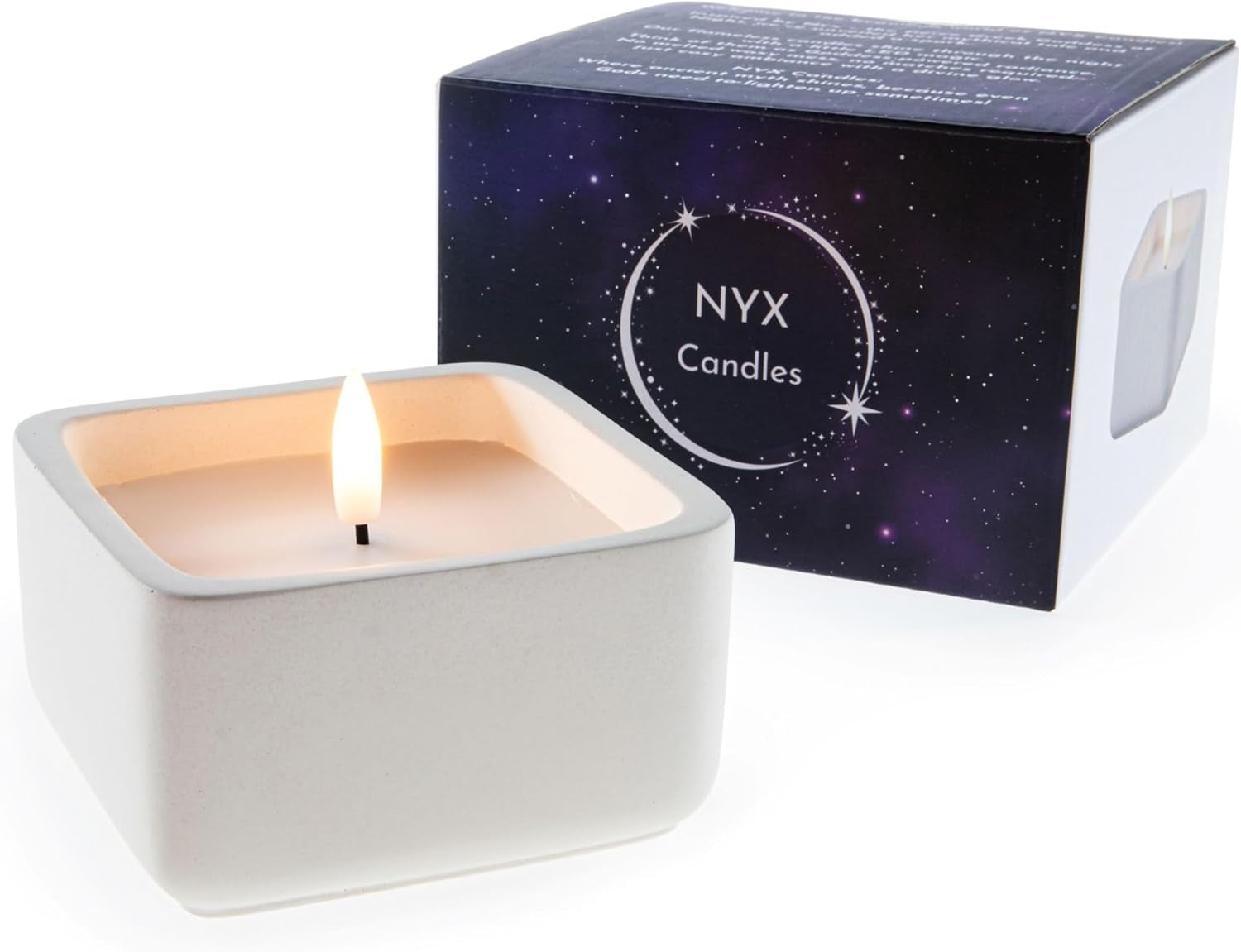Flameless Square LED Candle with Real Wax in a Cement Base, Battery Operated, 500+ Hours (Ivory)