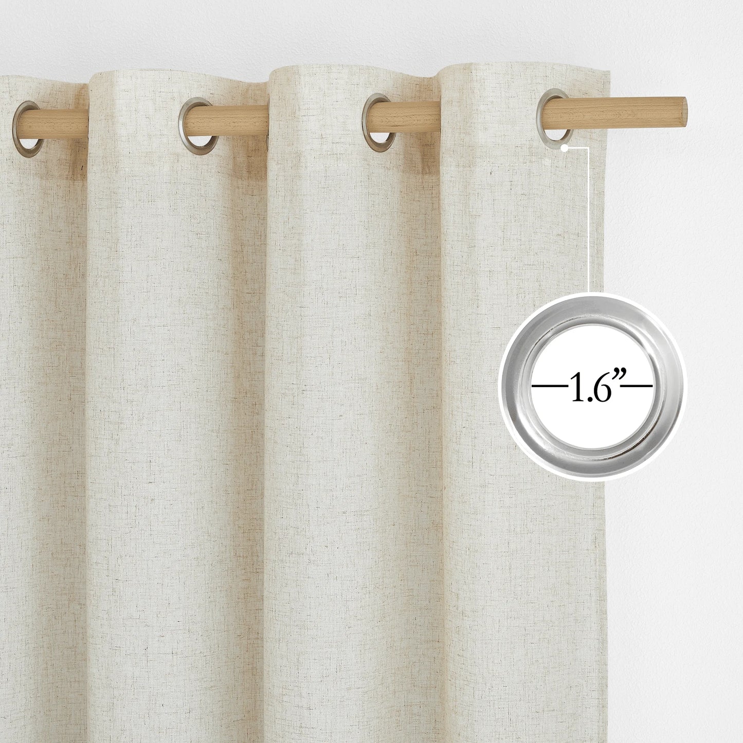 Linen Curtains, Natural Semi Sheer Thick Linen Drapes Light Filtering Elegant Neutral Bohemian Grommet Bedroom Curtain Panels, 55"X84", 2 Panels