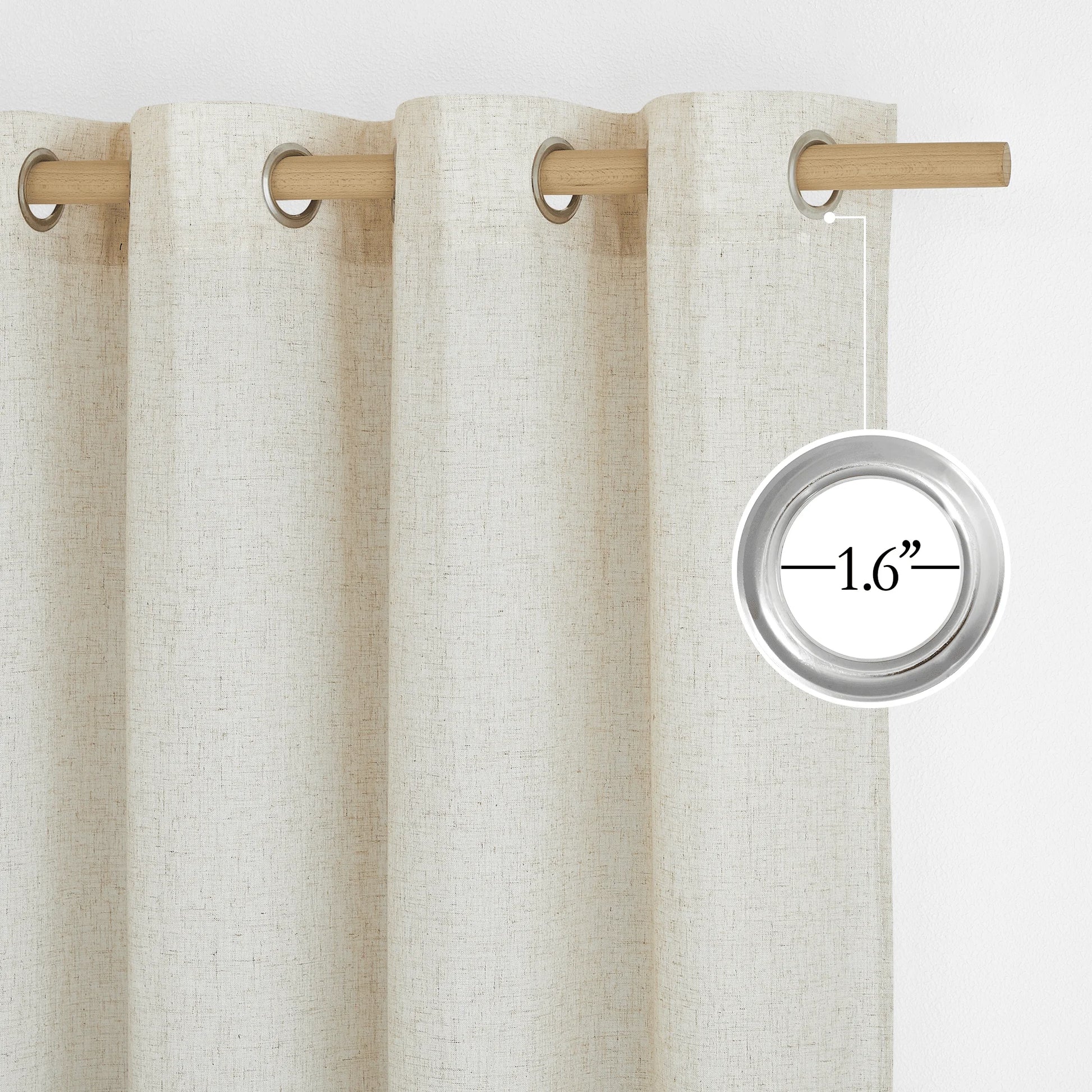 Linen Curtains, Natural Semi Sheer Thick Linen Drapes Light Filtering Elegant Neutral Bohemian Grommet Bedroom Curtain Panels, 55"X84", 2 Panels