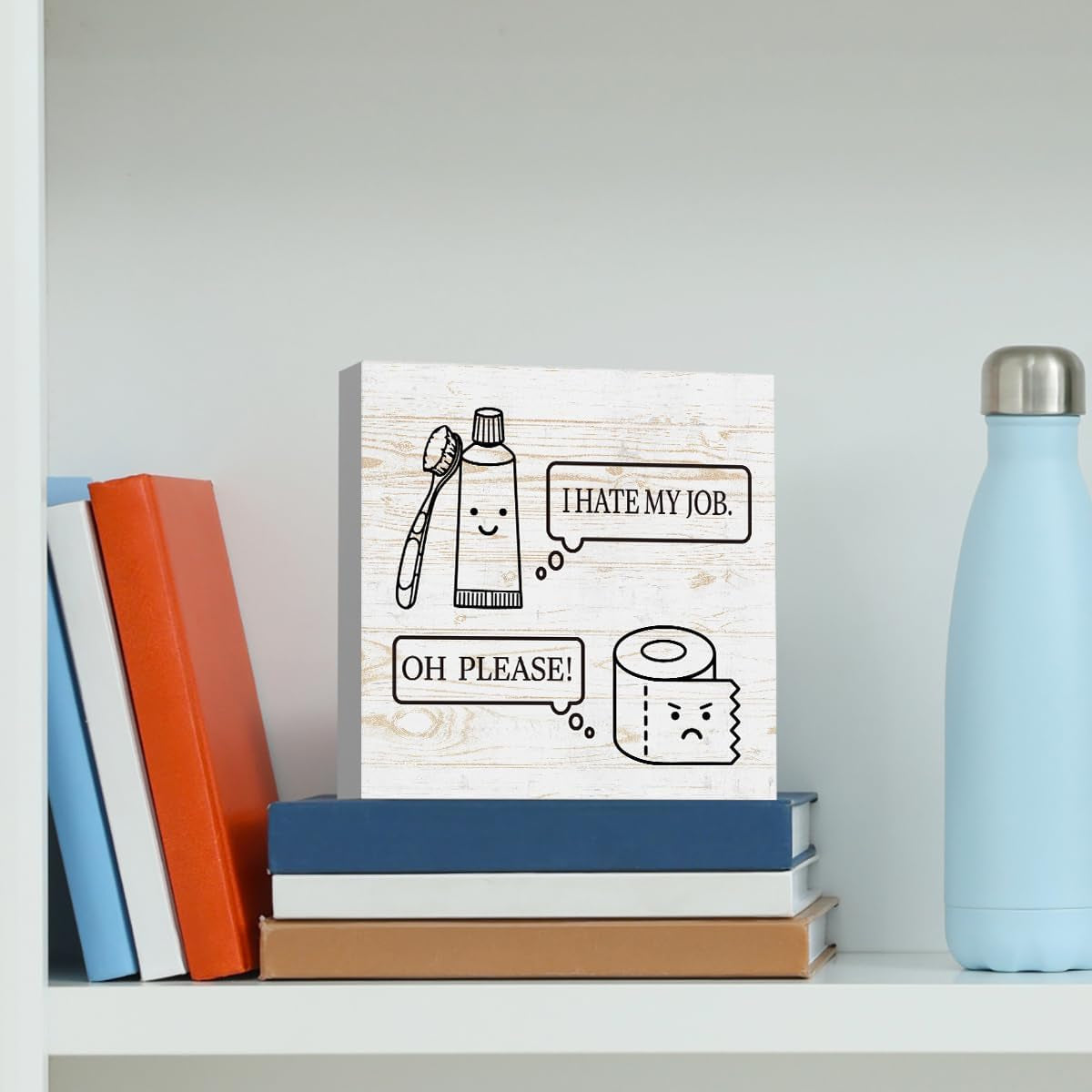 Funny Bathroom Decoration Wood Sign Cute Bathroom Shelf Home Decor 5 X 5 Inch