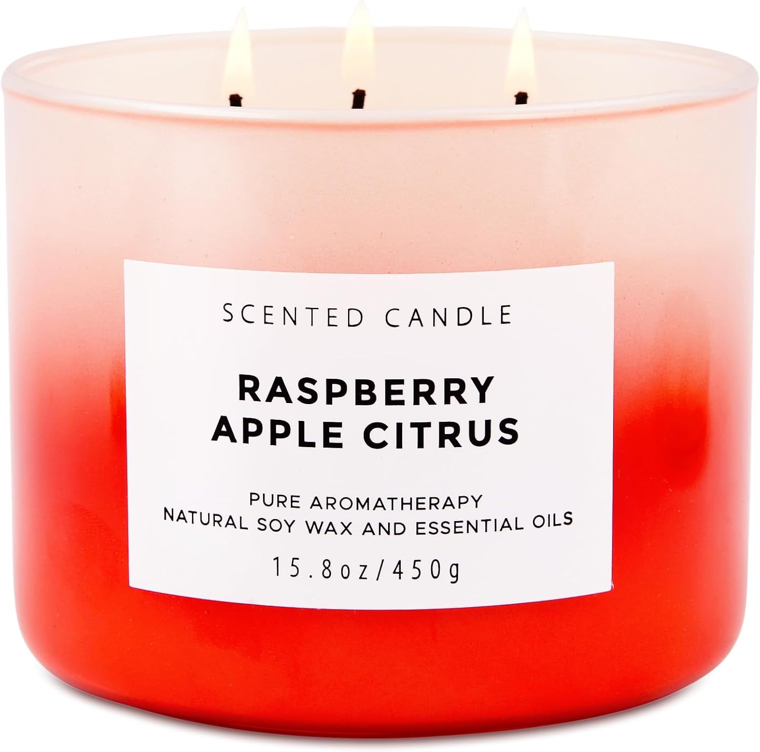 Raspberry Apple Citrus Candle | 3 Wick Soy Candle | Spring Scented Candle 15.8 Oz