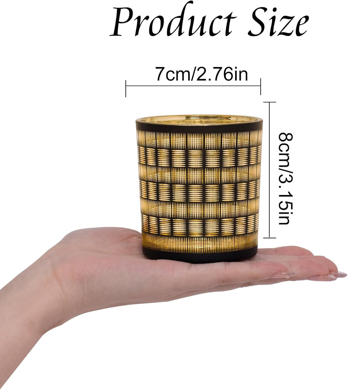 Votive Candle Holders, Set of 3 Black and Gold Glass Tealight Candle Holder with Woven Pattern, Vintage Tea Light Holders for Chirstmas Table Centerpieces Birthday Party Home Decor