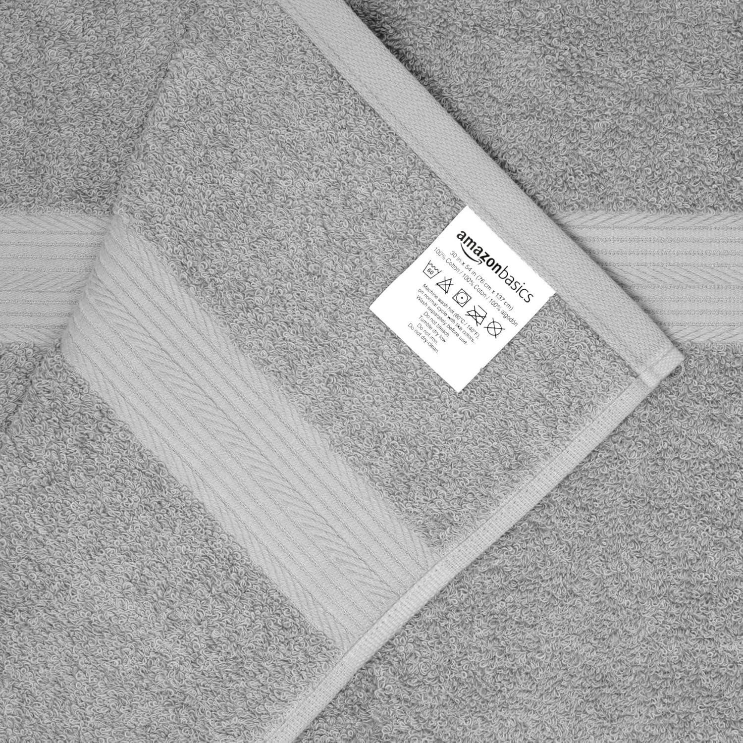 6 Piece Oversized Fade Resistant Towel Set, 100% Cotton Soft and Absorbent, Gray