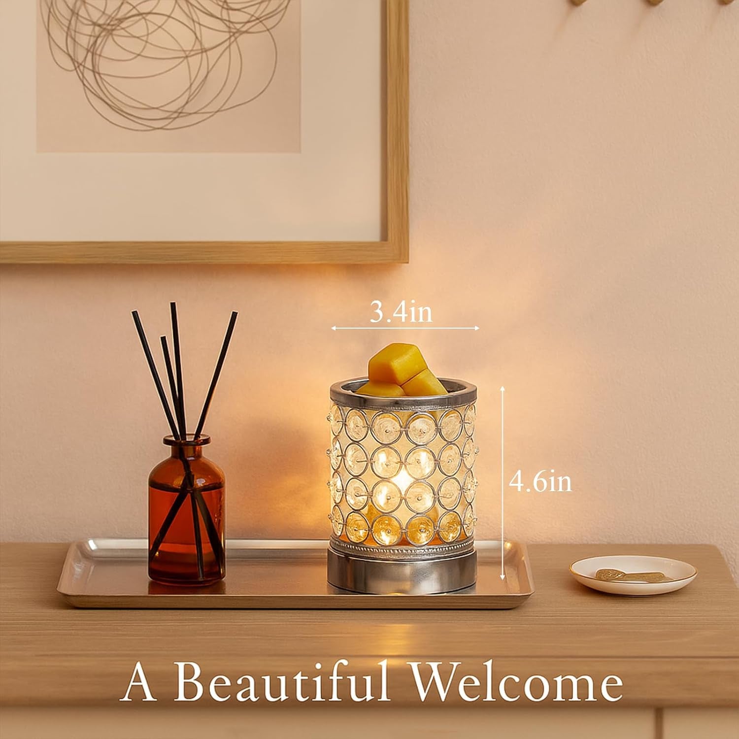 Electric Crystal Wax Melt Warmer - Bulb Heating, Elegant Crystal Design, Quickly Melts Wax Blocks, Releases Long-Lasting Fragrance