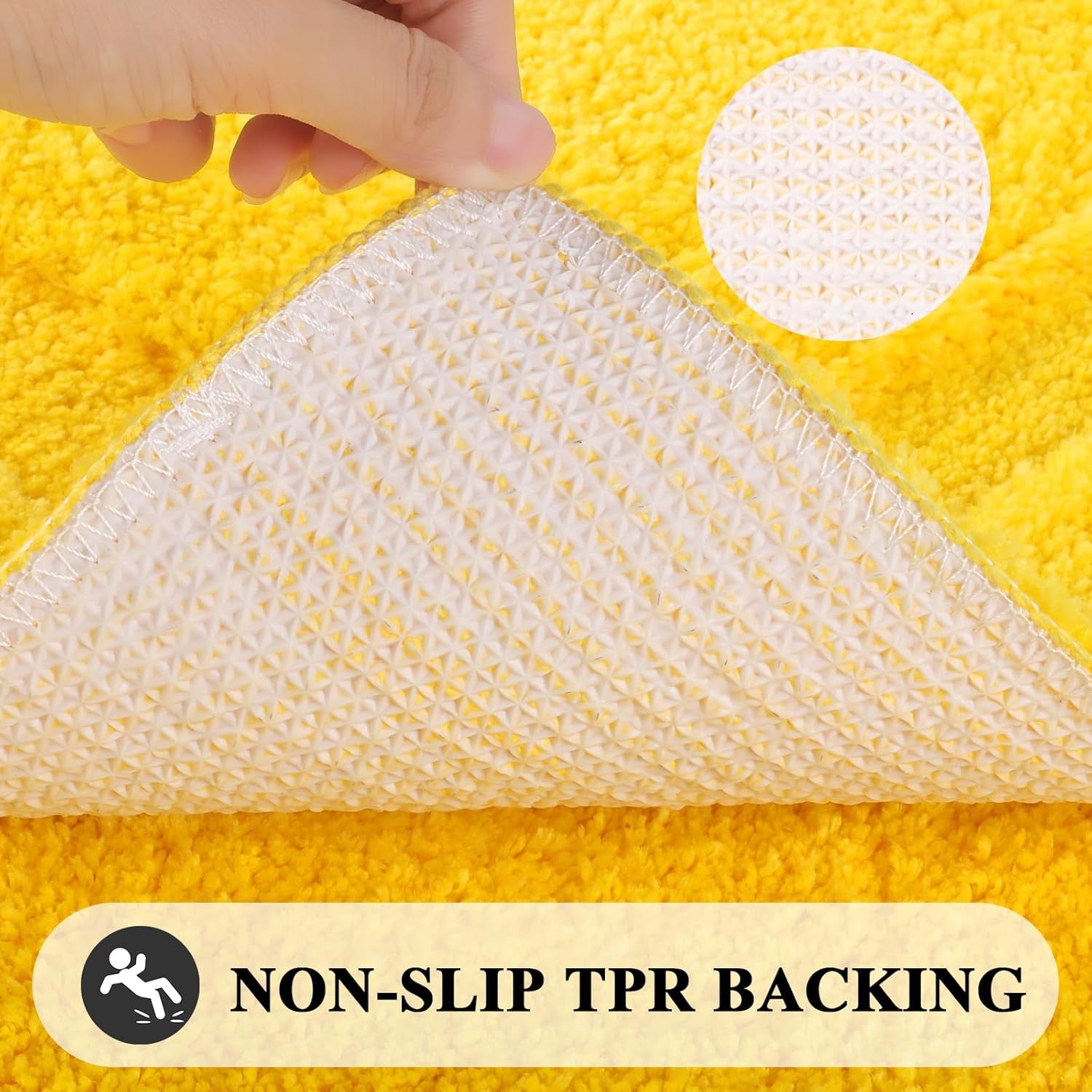Small Bathroom Toilet Rugs Set of 2 Pieces, Bathmats 16X24 + 20X24 Inch Soft Absorbent Bath Rugs Non-Slip, Yellow