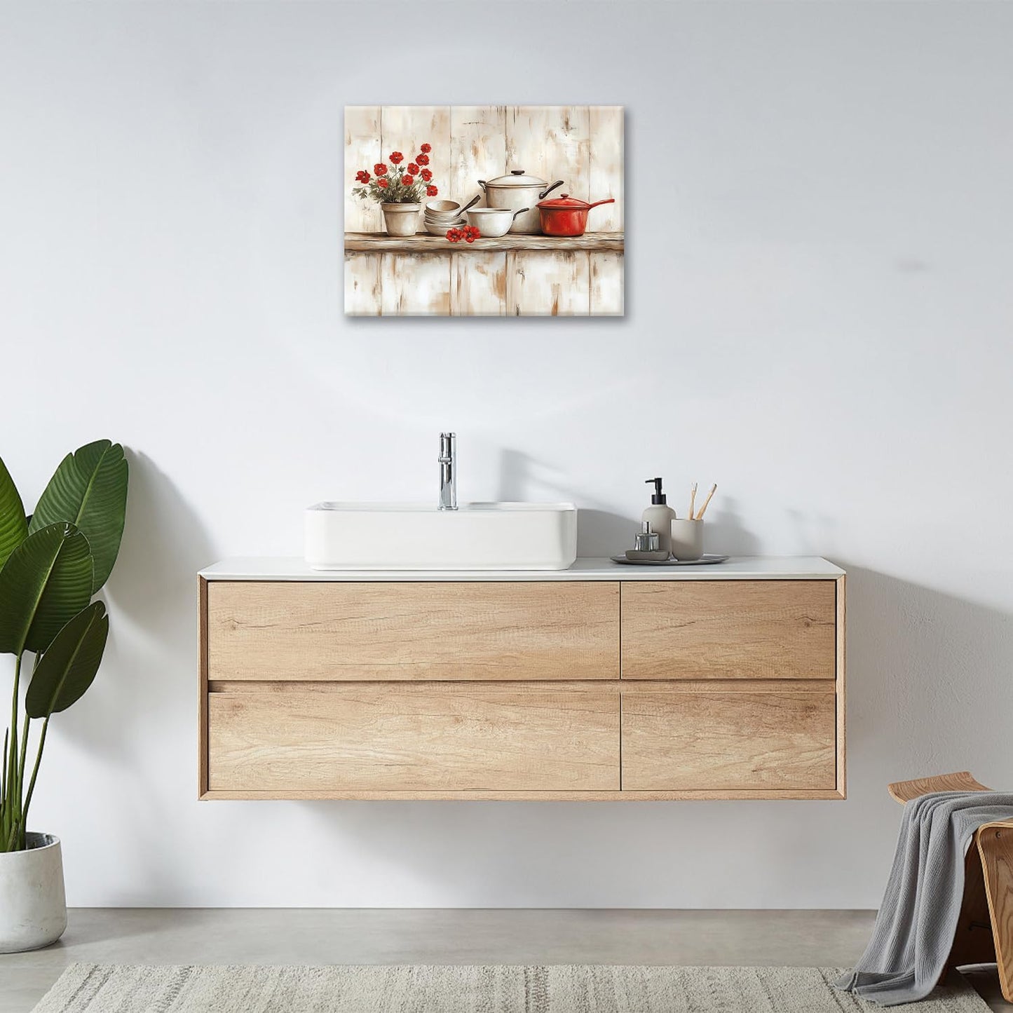 Rustic Kitchen Wall Art, Farmhouse Flower Pictures Wall Decor, 16"X12"