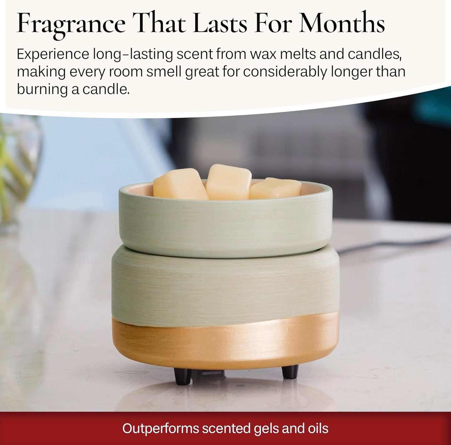 ETC 2-In-1 Candle and Fragrance Warmer for Warming Scented Candles or Wax Melts, Midas