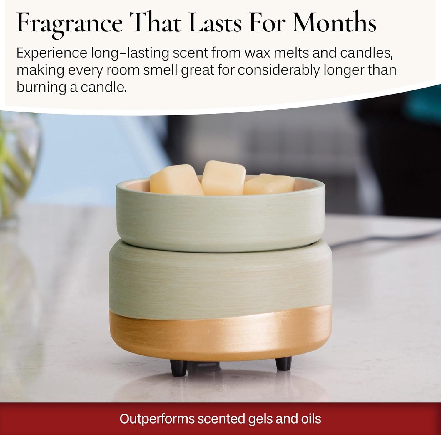 ETC 2-In-1 Candle and Fragrance Warmer for Warming Scented Candles or Wax Melts, Midas